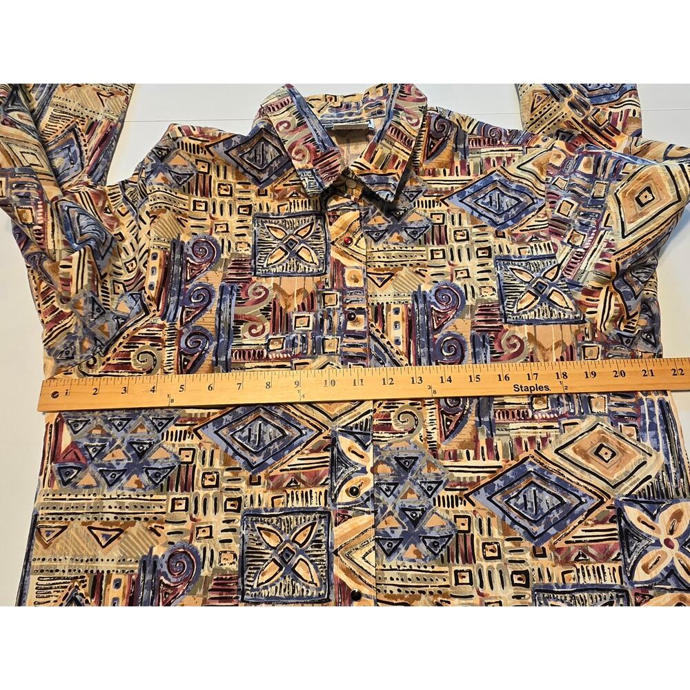 Vintage Panhandle Slim Top Womens Size Large Multicolor Tribal Geometric Print - Picture 10 of 11